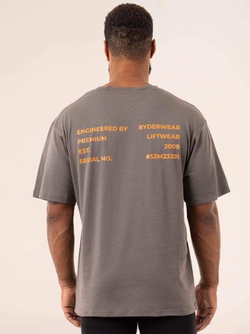 ruházat Ryderwear ipari túlméretezett póló faszén férfiak B48F1201