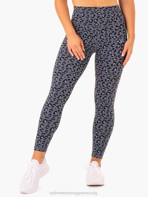 ruházat Ryderwear hibrid teljes hosszúságú leggings acélkék leopárd nők B48F135