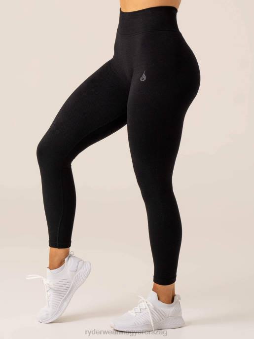 ruházat Ryderwear körbordás varrat nélküli magas derekú leggings fekete nők B48F60