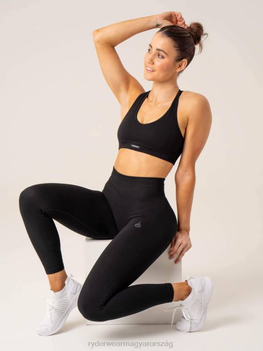 ruházat Ryderwear körbordás varrat nélküli magas derekú leggings fekete nők B48F60