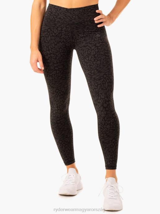 ruházat Ryderwear rotációs magas derekú scrunch leggings fekete leopárd nők B48F84