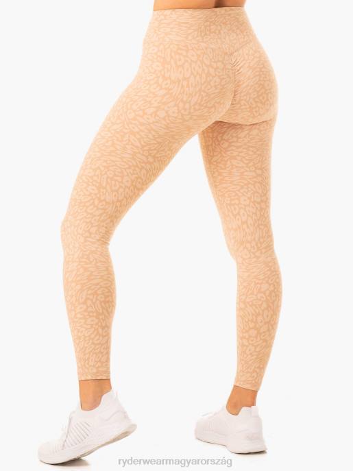 ruházat Ryderwear rotációs magas derekú scrunch leggings homokkő leopárd nők B48F82