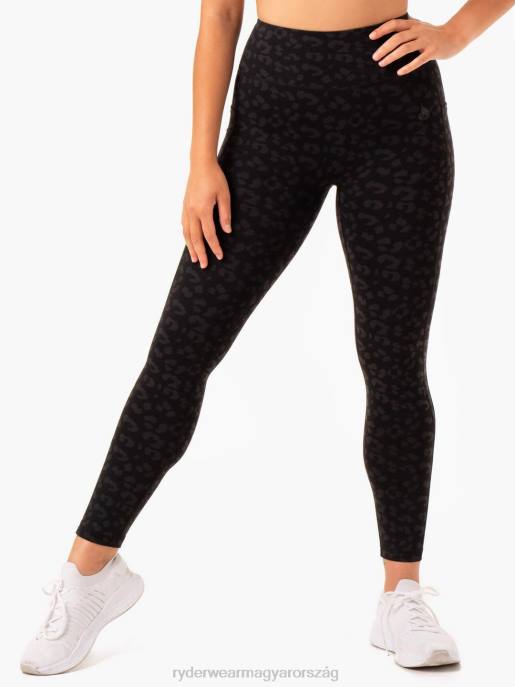 ruházat Ryderwear ultra magas derekú zseb leggings fekete leopárd nők B48F120