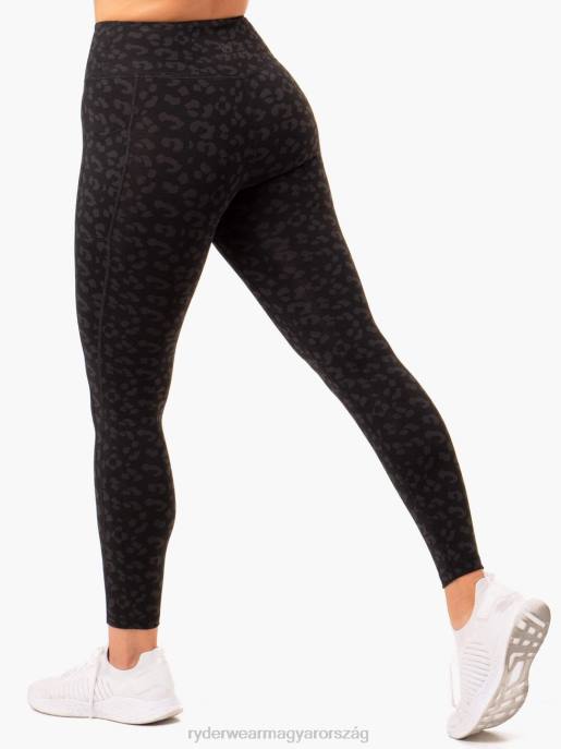 ruházat Ryderwear ultra magas derekú zseb leggings fekete leopárd nők B48F120