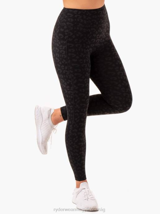ruházat Ryderwear ultra magas derekú zseb leggings fekete leopárd nők B48F120