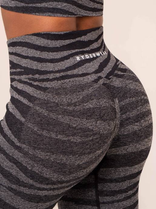 ruházat Ryderwear zebra varrat nélküli leggings szürke márga/fekete zebra nők B48F21