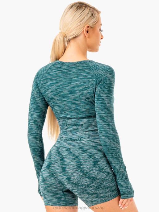 ruházat Ryderwear Evolve varrás nélküli hosszú ujjú felső a zöldeskék nők B48F963