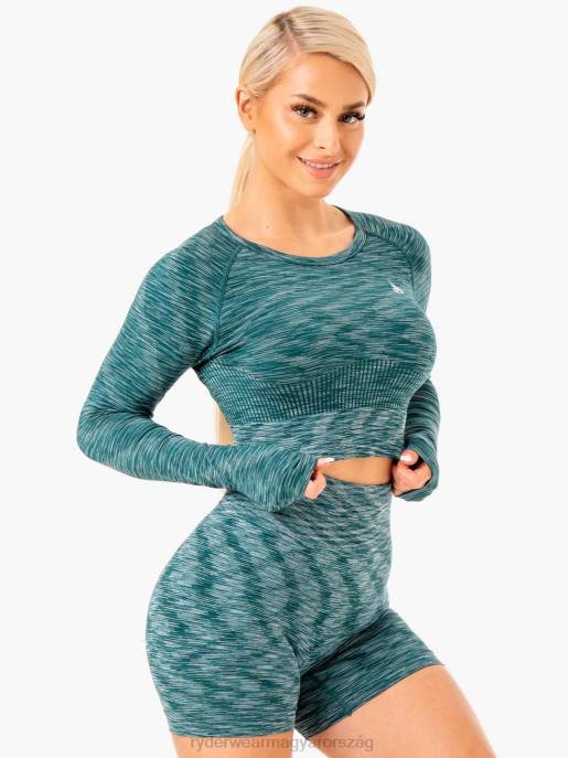 ruházat Ryderwear Evolve varrás nélküli hosszú ujjú felső a zöldeskék nők B48F963