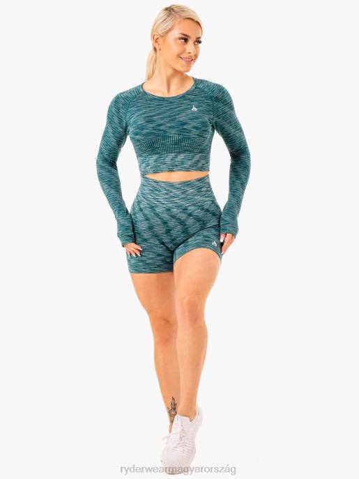 ruházat Ryderwear Evolve varrás nélküli hosszú ujjú felső a zöldeskék nők B48F963