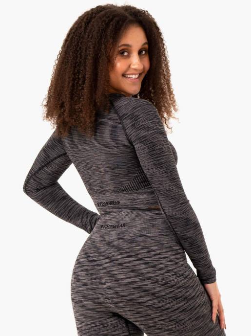 ruházat Ryderwear Evolve varrás nélküli hosszú ujjú felső fekete nők B48F967