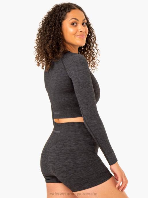 ruházat Ryderwear borda nélküli, hosszú ujjú felső fekete márga nők B48F927