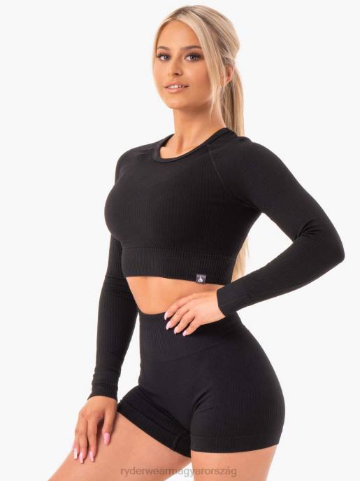 ruházat Ryderwear borda nélküli, hosszú ujjú felső fekete nők B48F1030