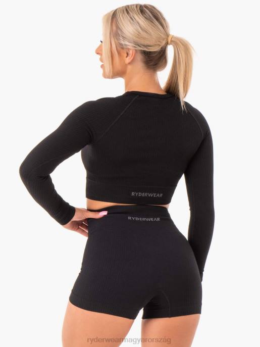 ruházat Ryderwear borda nélküli, hosszú ujjú felső fekete nők B48F1030