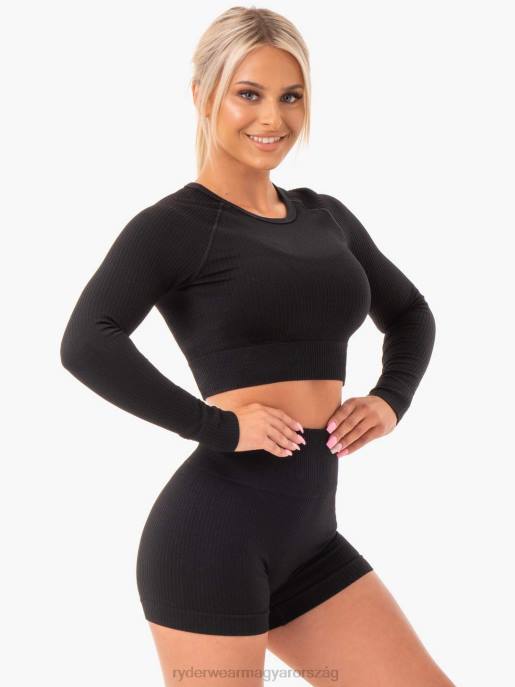 ruházat Ryderwear borda nélküli, hosszú ujjú felső fekete nők B48F1030