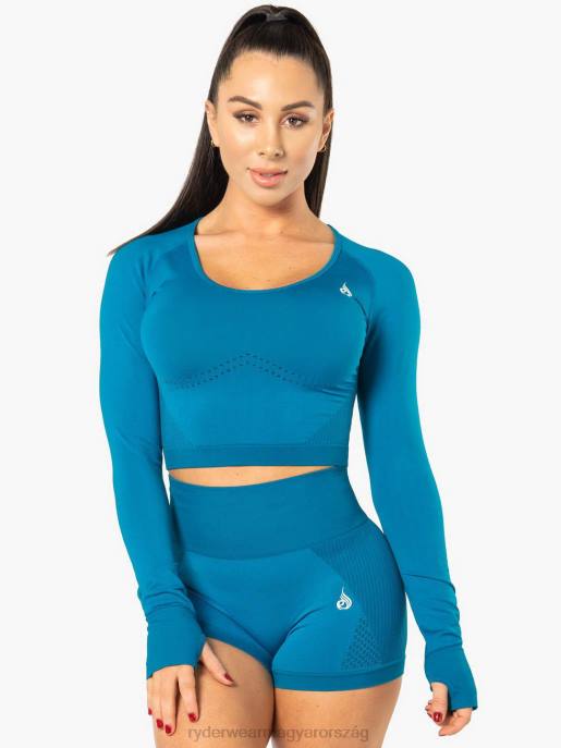 ruházat Ryderwear electra varrás nélküli hosszú ujjú crop felső elektromos kék nők B48F1090