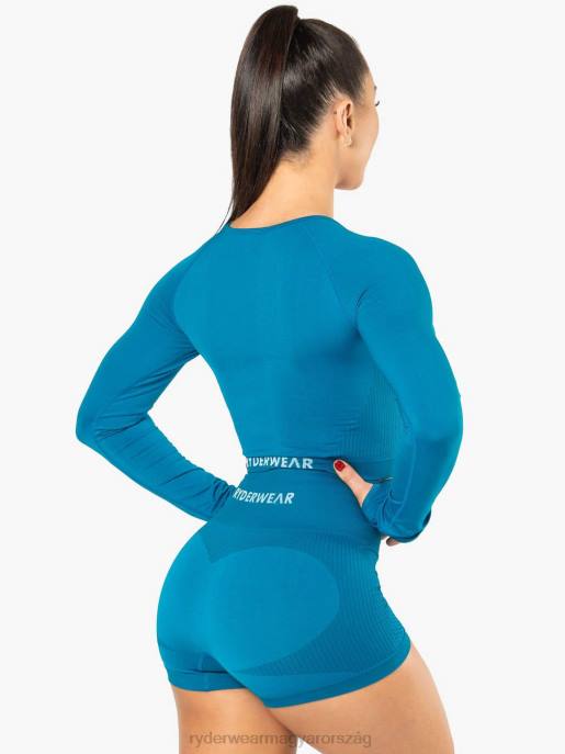 ruházat Ryderwear electra varrás nélküli hosszú ujjú crop felső elektromos kék nők B48F1090