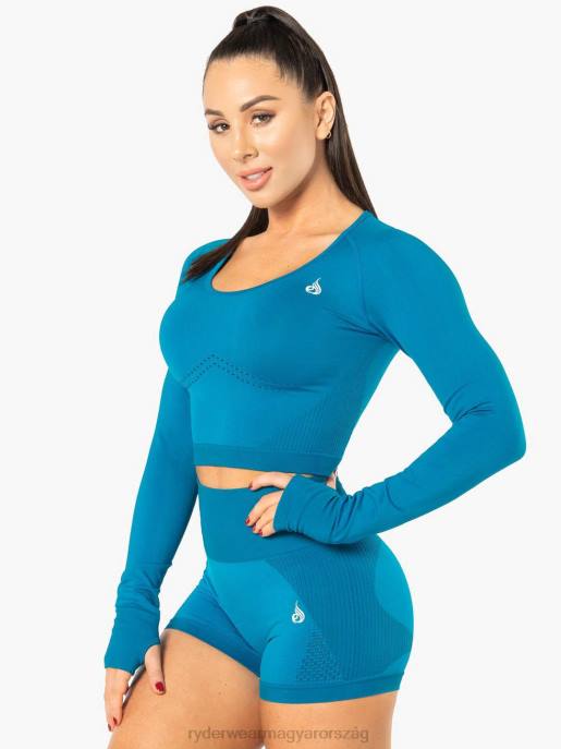 ruházat Ryderwear electra varrás nélküli hosszú ujjú crop felső elektromos kék nők B48F1090