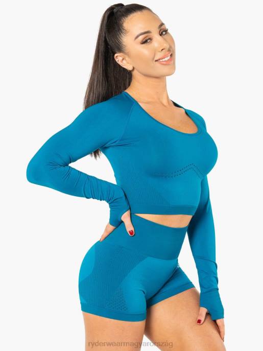 ruházat Ryderwear electra varrás nélküli hosszú ujjú crop felső elektromos kék nők B48F1090