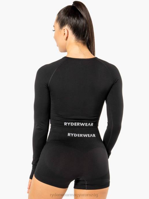 ruházat Ryderwear electra varrás nélküli hosszú ujjú crop felső fekete nők B48F1091