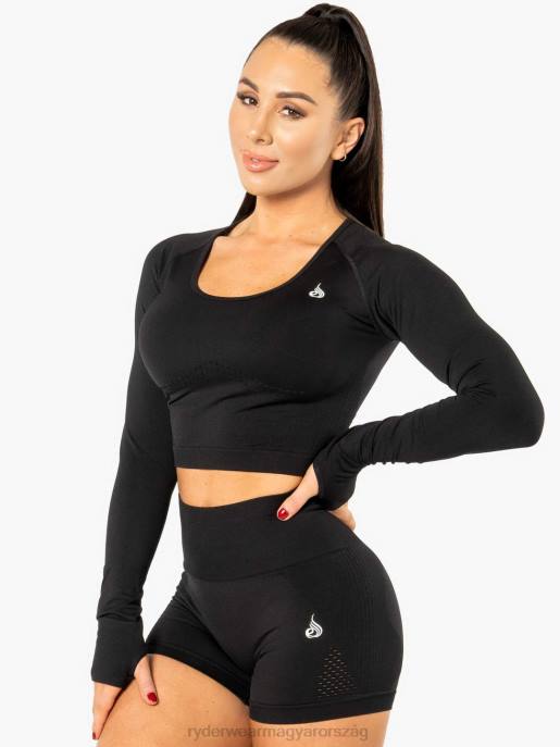 ruházat Ryderwear electra varrás nélküli hosszú ujjú crop felső fekete nők B48F1091