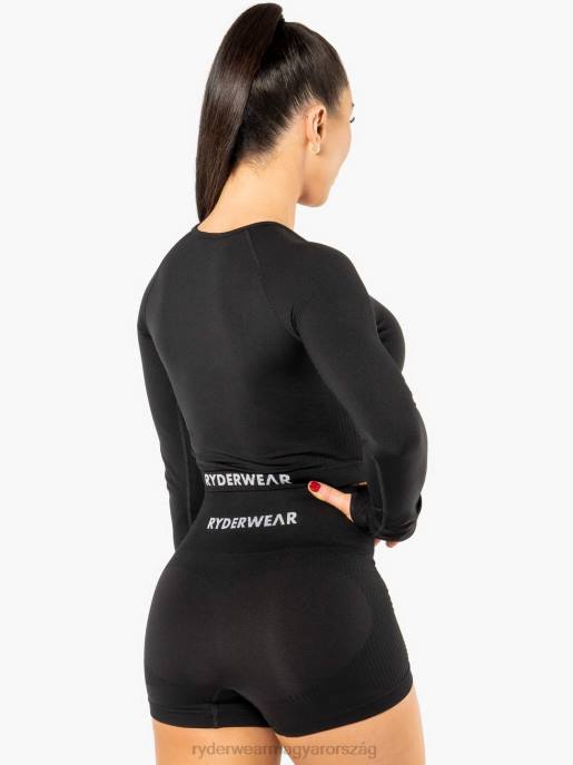 ruházat Ryderwear electra varrás nélküli hosszú ujjú crop felső fekete nők B48F1091