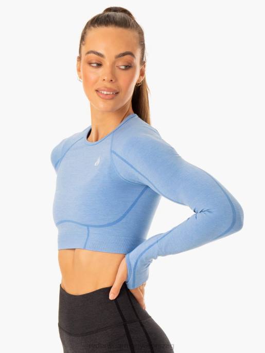 ruházat Ryderwear fokozza a varrat nélküli hosszú ujjú felsőt kék nők B48F903