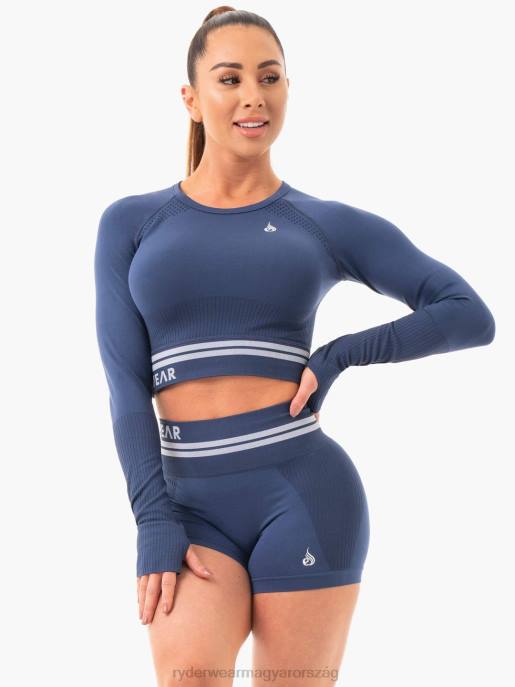 ruházat Ryderwear freestyle varrat nélküli hosszú ujjú crop acél kék nők B48F1084
