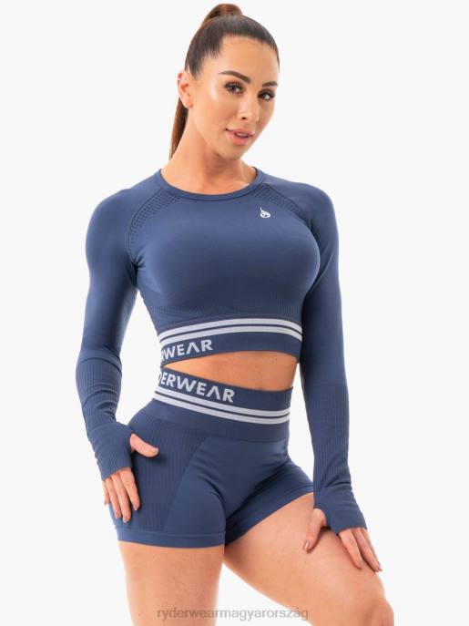 ruházat Ryderwear freestyle varrat nélküli hosszú ujjú crop acél kék nők B48F1084