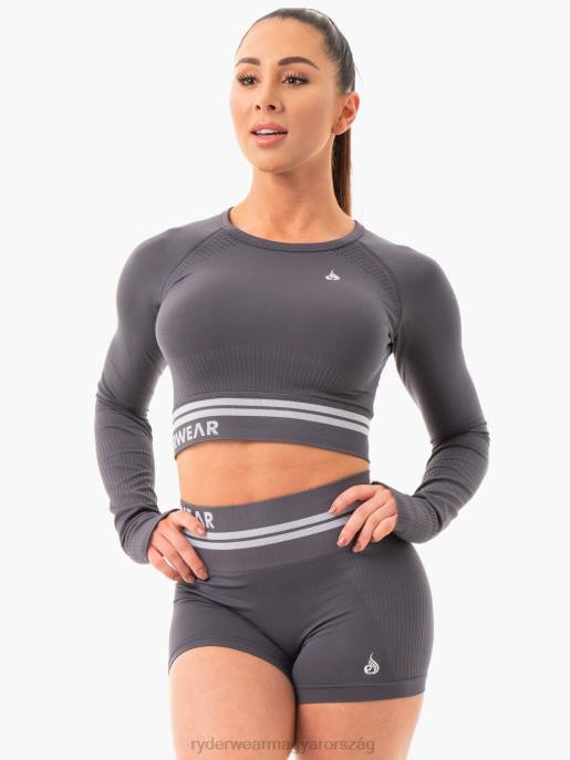 ruházat Ryderwear freestyle varrat nélküli hosszú ujjú crop faszén nők B48F1086