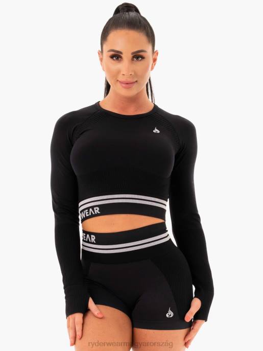 ruházat Ryderwear freestyle varrat nélküli hosszú ujjú crop fekete nők B48F1093