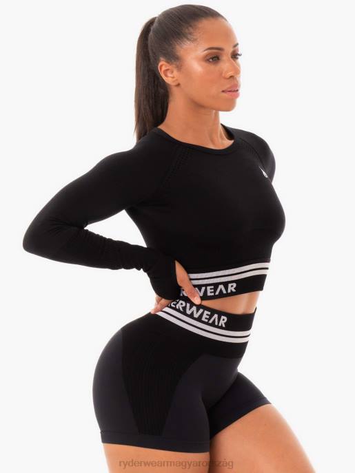 ruházat Ryderwear freestyle varrat nélküli hosszú ujjú crop fekete nők B48F1093