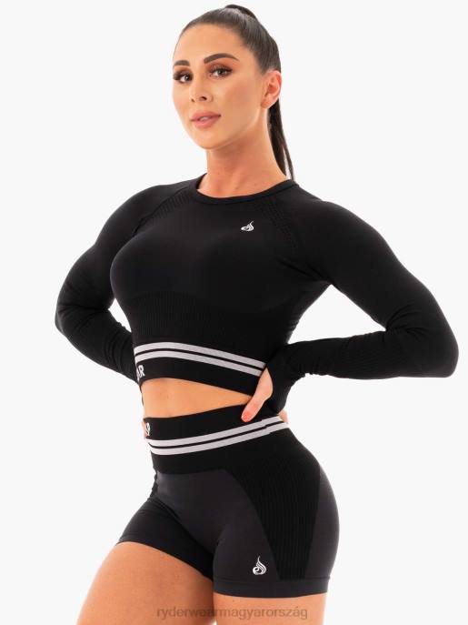 ruházat Ryderwear freestyle varrat nélküli hosszú ujjú crop fekete nők B48F1093