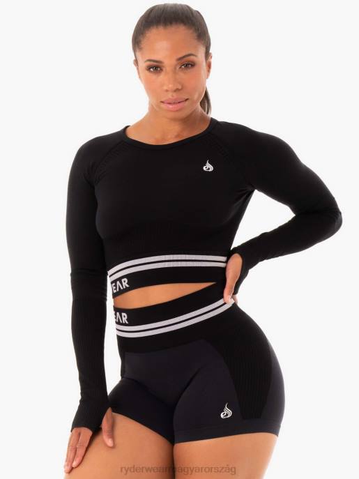ruházat Ryderwear freestyle varrat nélküli hosszú ujjú crop fekete nők B48F1093