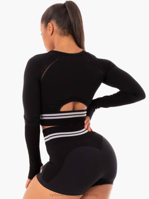 ruházat Ryderwear freestyle varrat nélküli hosszú ujjú crop fekete nők B48F1093