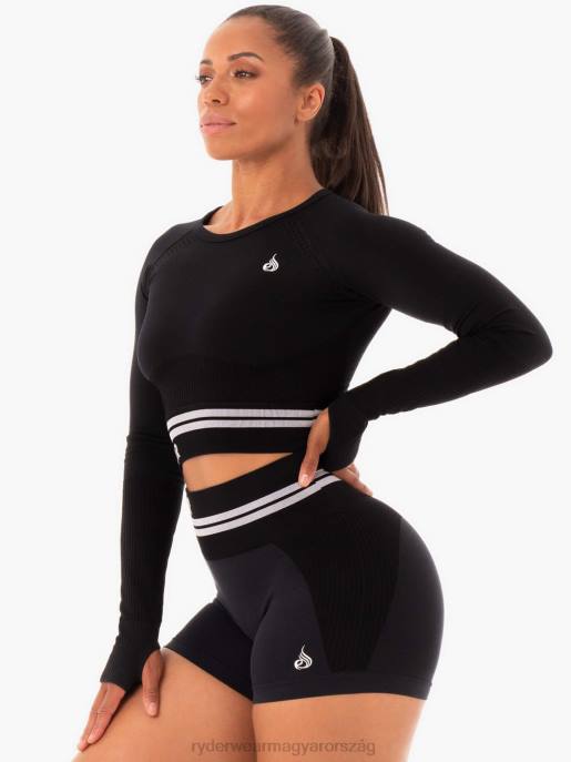 ruházat Ryderwear freestyle varrat nélküli hosszú ujjú crop fekete nők B48F1093