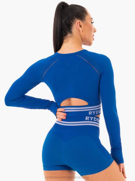 ruházat Ryderwear freestyle varrat nélküli hosszú ujjú crop kék nők B48F1094