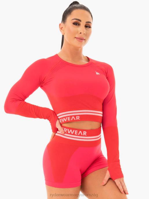 ruházat Ryderwear freestyle varrat nélküli hosszú ujjú crop piros nők B48F1095