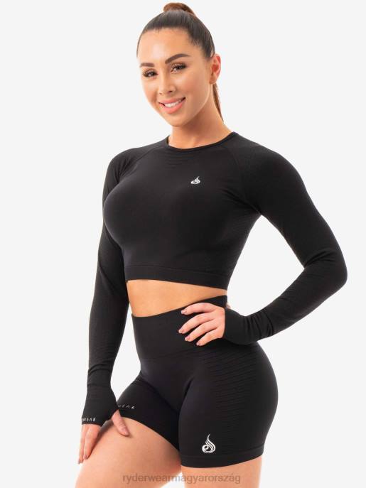 ruházat Ryderwear geo varrat nélküli hosszú ujjú crop top fekete nők B48F1079