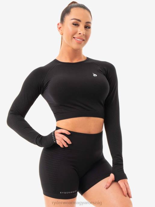 ruházat Ryderwear geo varrat nélküli hosszú ujjú crop top fekete nők B48F1079
