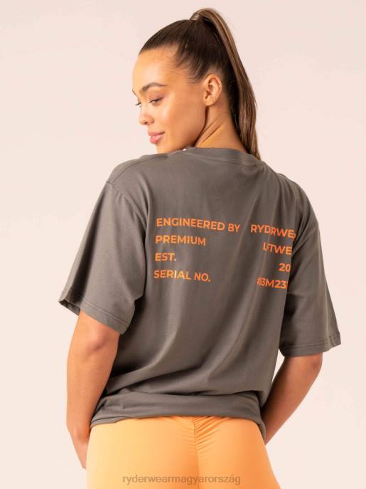 ruházat Ryderwear ipari túlméretezett póló faszén nők B48F754