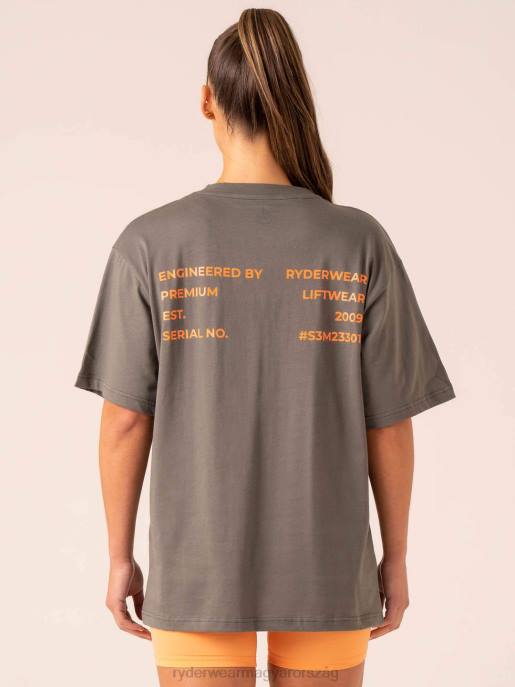 ruházat Ryderwear ipari túlméretezett póló faszén nők B48F754