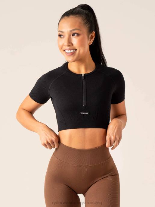 ruházat Ryderwear áramköri bordás varrat nélküli póló fekete nők B48F829