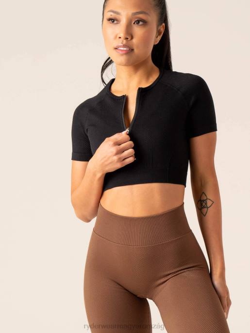 ruházat Ryderwear áramköri bordás varrat nélküli póló fekete nők B48F829