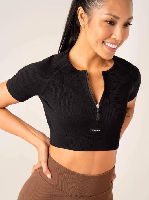 ruházat Ryderwear áramköri bordás varrat nélküli póló fekete nők B48F829