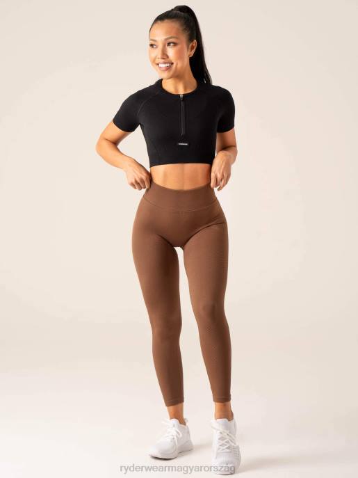 ruházat Ryderwear áramköri bordás varrat nélküli póló fekete nők B48F829