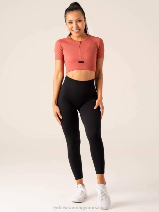 ruházat Ryderwear áramköri bordás varrat nélküli póló poros vörös nők B48F826