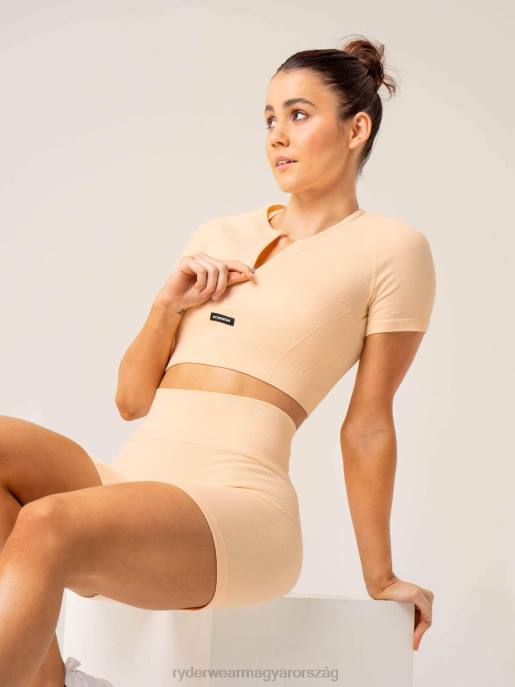 ruházat Ryderwear áramköri bordás varrat nélküli póló őszibarack sorbet nők B48F827