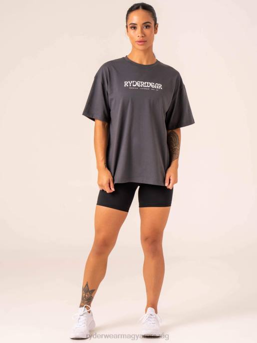 ruházat Ryderwear retró túlméretezett póló faszén nők B48F748