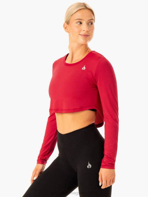 ruházat Ryderwear revival hosszú ujjú hálós póló piros nők B48F898