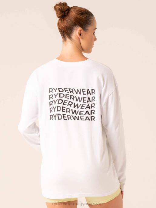 ruházat Ryderwear túlméretezett hosszú ujjú pólót testesít meg fehér nők B48F741